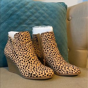Leopard Wedge Booties